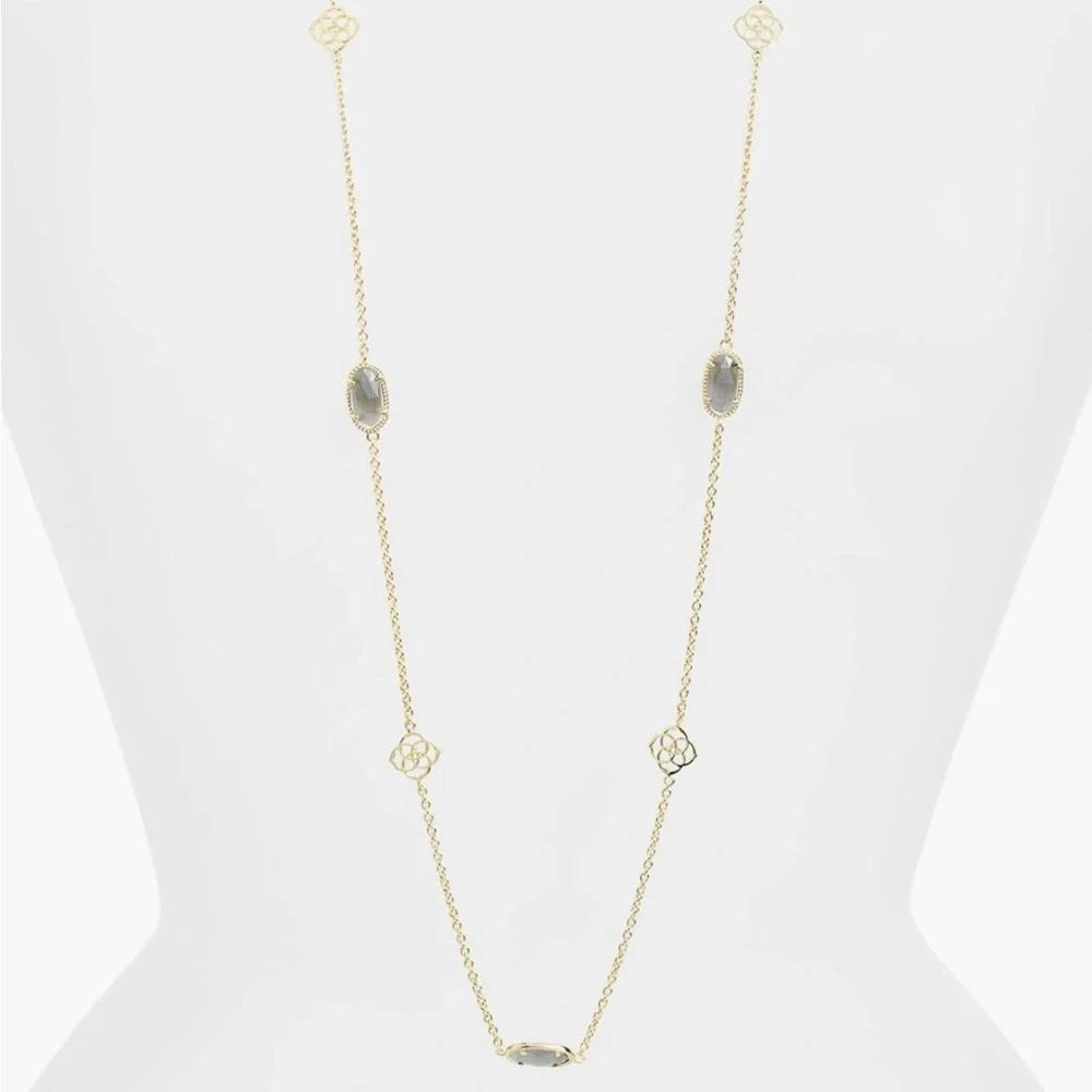 Kendra Scott Gray Cats Eye Sonya Station Necklace - Picture 5 of 6